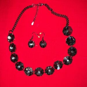 Kirks Folly Faceted Crystal Necklace and Earring Set